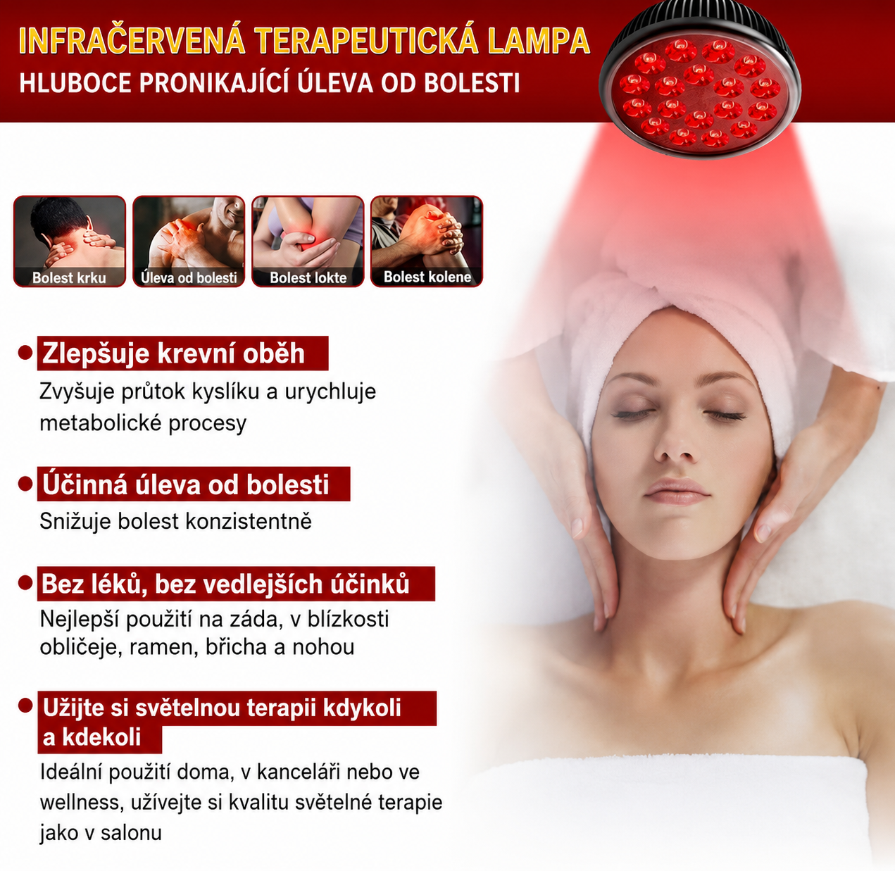 Terapeutická LED lampa ILWYRED na stojanu při domácí světelné terapii
